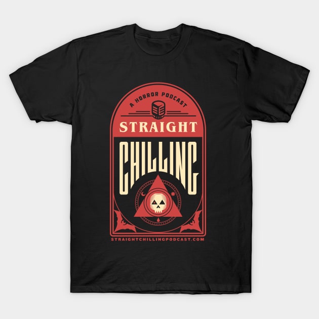 Straight Chilling Gravestone (Black) T-Shirt by Straight Chilling Podcast